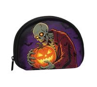 Gourd Wraith Print Halloween Coin Purse, Shell Shaped Storage Pouch | Add Spooky Halloween Vibes To Your Daily Carry, Fun Custom Mini Pouch For Halloween Party