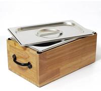 GOURDBRO Kitchen Compost Bin with Lid - Food Waste Caddy - Countertop Small Compost Counter - 3.2L - Dishwasher Safe - Odour Proof - Inner Sieve Indoor Recycling Wooden Composter