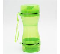 Gourde pour Chien 330ml avec Récipient Nourriture 280ml Couvercle Étanche Sans BPA Qualité Alimentaire Pour Chiens/Chats Voyage Promenade Randonnée Parc(Green)