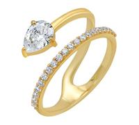 GOURIK 18K Yellow Gold Plated Cubic Zirconia Crossover Split Shank Stackable Eternity Wedding Band For Women - Size 11 April Birthstone Ring- Gifts For Her