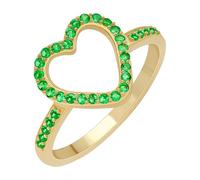 GOURIK 18K Yellow Gold Plated Heart Shape Emerald Ring Size 12 for Women - May Birthstone Comfort Fit Non-Tarnishing Sturdy Dainty Ring - Light Weight Jewelry Valentine's Day Gifts for Her