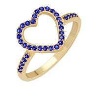 GOURIK 18K Yellow Gold Plated Heart Shape Sapphire Ring Size 6.5 for Women - September Birthstone Midi Comfort Fit Non-Tarnishing Sturdy Ring - Light Weight Jewelry Valentine's Day Gift for Her