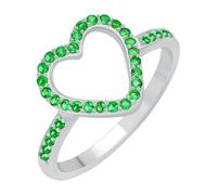 GOURIK White Gold Plated Heart Shape Emerald Ring Size 12 for Women - Sturdy May Birthstone Comfort Fit Non-Tarnishing Dainty Ring - Light Weight Fashion Jewelry Valentine's Day Gifts for Her