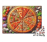 Gourmet 1000 Pieces Pizza Jigsaw Puzzle Paper for Adults Brain Training Thick Eco-Friendly Home Art Gift Student Educational Food Puzzle 70x50cm/1000pcs
