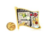 Gourmet Bar Steak Soup Lemonade Golden Metal Flag Lapel Pin Badge