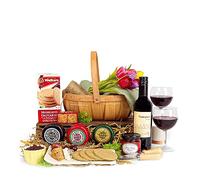 Gourmet Cheese & Red Wine Hamper - Luxury Food Gift Basket | Birthdays, Anniversary, Wedding, Valentine’s - Elegant Food & Drink Gift for Wine & Cheese Lovers