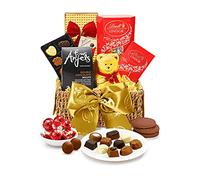 Gourmet Christmas Chocolate Gift Basket - Chocolate Lovers Hamper with Lindor Truffles, Milk Cocoa Bar, Teddy Bear, Double Choc Biscuits - Sweet Gift Basket, from Regency Hampers