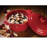 Gourmet du Village, Caquelon Pour Brie - 2 Piece Ceramic Brie Baker, Side Handles, Red