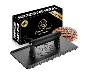 Gourmet Easy 3lbs Cast Iron BBQ Grill Press with Heat Resistant Handle