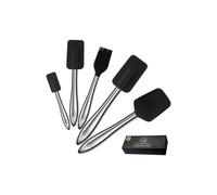 Gourmet Easy 5 Piece Silicone Spatula Set with Stainless Steel Handle - Black Gourmet Easy Black