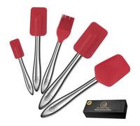 Gourmet Easy 5 Piece Silicone Spatula Set With Stainless Steel Handle - Red