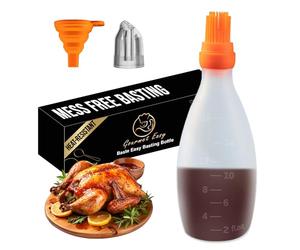 Gourmet Easy BBQ Sauce Bottle with Silicone Basting Brush, BPA-Free(Orange)