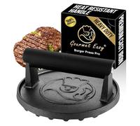Gourmet Easy Cast Iron Smash Burger Press with Heat Resistant Handle