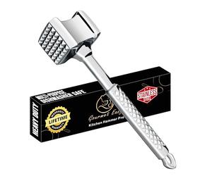 Gourmet Easy Classic Meat Tenderizer Tool, Non-Slip Grip Lifetime Replace | Meat Hammer Tenderizer with Heavy-Duty Design for Steak, Chicken & Poultry Cutlets. Dishwasher Safe, Lifetime Replacement