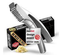 Gourmet Easy Garlic Press Lifetime Replace, No Need to Peel, Coarse Mince | Rust-Resistant Garlic Crusher Stainless Steel, Detachable Design for Easy Cleaning, Ergonomic Handle for Effortless Press