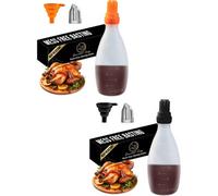 Gourmet Easy Set Of 2 Silicone Basting Brush With Sauce Bottle - Orange & Black