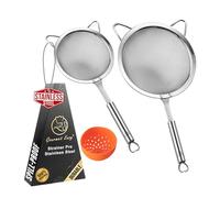 Gourmet Easy Stainless Steel Fine Mesh Strainer Combo, Spill-Proof Design | Include Large Stainless Steel Flour Sifter, Fine Mesh Sieve and Silicone Can Strainer, Dishwasher Safe, 5-Year Warranty