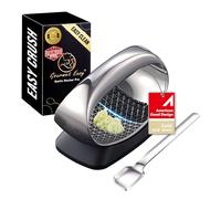 Gourmet Easy Stainless Steel Garlic Press Rocker with Eject Base & Scraper