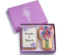 Gourmet Floral Thank you Cookie Gift Basket | 2 Large 2.5 x 4.5 in Vanilla Sugar Cookies Hand-Decorated Snack Variety Pack | Kosher Bakery Care Package For Women, Men Boys & Girls | Prime Delivery
