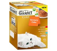 Gourmet Gold Cat Food Savoury Cake Meat and Fish 8x85g, Pack of 6