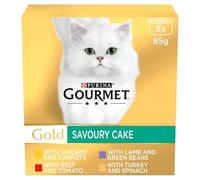 GOURMET Gold Savoury Cake Wet Cat Food - Meat and Veg Multipack - 8 x 85g Tins