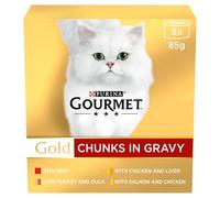 Gourmet Gold Beef in Gravy Cat Food 8x85g, Pack of 6