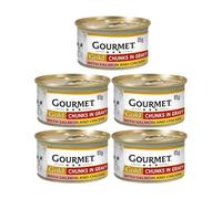 Gourmet Gold Chunks in Gravy Salmon & Chicken 85g x 5 3 Wet Adult Cat Food Age 1-7yrs Nutritious Pet Snack Meat Fish Protein Minerals with Welari Thank You Card | (5 Pack)