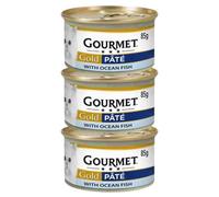 Gourmet Gold Pate Ocean Fish 85g Pack of 3 Wet Adult Cat Food Age 1-7yrs Nutritious Pet Snack Conserve Protein Minerals with Welari Thank You Card | (3pack) (255g)