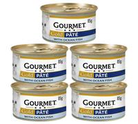 Gourmet Gold Pate Ocean Fish 85g Pack of 5 Wet Adult Cat Food Age 1-7yrs Nutritious Pet Snack Conserve Protein Minerals with Welari Thank You Card | (5pack) (425g)