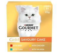 Gourmet Gold Cat Food Savoury Cake Meat and Fish 8x85g, Pack of 6
