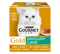 GOURMET Gold Savoury Cake Wet Cat Food - Meat and Veg Multipack - 8 x 85g Tins