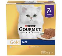 GOURMET Gold Senior 7+ Pate Fish Wet Cat Food 8x85g (Pack of 6)
