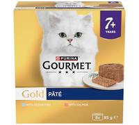 GOURMET Gold Senior 7+ Pate Fish Wet Cat Food 8x85g (Pack of 6)