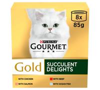 GOURMET Gold Succulent Delights Wet Cat Food 8x85g (Pack of 6)