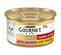 Gourmet Gold Tinned Cat Food Salmon and Chicken in Gravy 85g