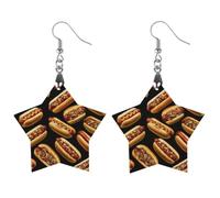 Gourmet Hot Dogs Toppings Women Dainty Drop Earring Star Earring | Lightweight Earrings,Wooden Dangle Jewelry,Stylish Party Accessory