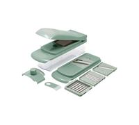 Gourmet Kitchen 10-Piece Vegetable Chopper, Spiralizer, Slicer - Multi-Functional Chopper & Slicer with 5 Blades, Food Storage Container and Hand Guard - Ideal for Vegetables, Fruits & More - Green