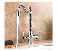 Gourmet Kitchen Faucet Kitchen Sink Faucet All Copper Cold and Hot Water Three in One Water Purification Rotatable Faucet(Silver)