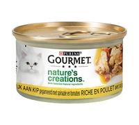 Gourmet Nature's Creations Cat Food, Chicken Rich Wet Food Covered with Spinach and Tomatoes - 24x85g - (24 cans; 2.05 kg)