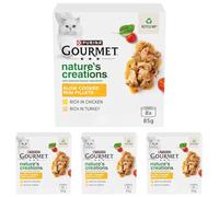 GOURMET Nature's creations (Rich in Chicken, garnished with spinach & tomatoes and Rich in Turkey, garnished with spinach and parsnip) Wet Cat Food Can 8x85g (Pack of 4)