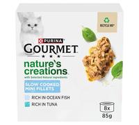 GOURMET Nature's creations rich in Oceanfish garnised with spinach & rice and rich in Tuna, garnished with tomatoes and rice Wet Cat Food Can 8x85g (pack of 6)
