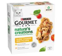 GOURMET Nature's creations (Rich in Chicken, garnished with spinach & tomatoes and Rich in Turkey, garnished with spinach and parsnip) Wet Cat Food Can 8x85g