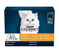 Gourmet Perle Chef's Collection Mini Fillets in Gravy Wet Cat Food - 12 x 85g (Pack of 4)