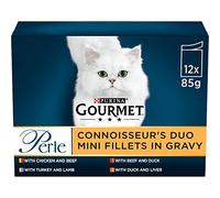 Gourmet Perle Delicate Connoisseur's Duo Wet Cat Food 12x85G, Pack of 4