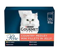 Gourmet Perle Country Medley in Jelly Wet Cat Food 12x85G, Pack of 4