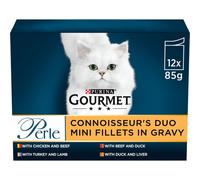 Gourmet Perle Delicate Connoisseur's Duo Wet Cat Food 12x85G, Pack of 4