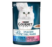 Gourmet Perle Food for the entire Cat, Pleasures of the Sea with Plaice and Shrimp, 85 g - Pack of 24