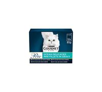 GOURMET Perle Mini Fillets in Gravy Ocean Delicacies (Salmon,Tuna,OceanFish,Plaice) Wet Cat Food Pouch 12x85g, Pack of 4