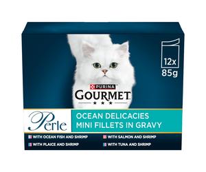 GOURMET Perle Mixed Selection Wet Cat Food - Ocean Delicacies in Gravy - 12 x 85g Pouches