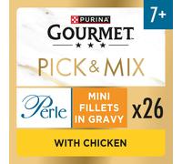 GOURMET Perle Senior 7+ Mini Fillets in Gravy with Chicken Wet Cat Food 26x85g